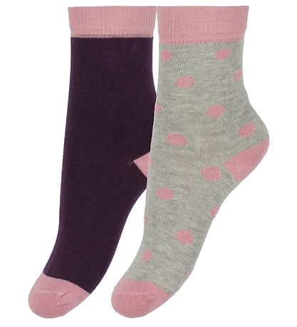 Minymo Socks - 5-Pack - Gray/Pink Minymo Socks - 5-Pack - Gray/Pink