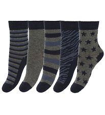 Chaussettes Minymo - 5 Pack - Bleu/Gris à Rayures Chaussettes Minymo - 5 Pack - Bleu/Gris à Rayures