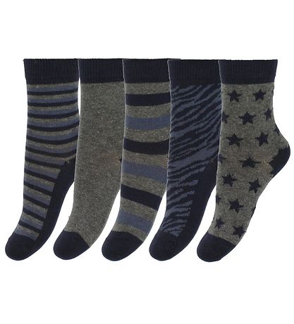 Chaussettes Minymo - 5 Pack - Bleu/Gris à Rayures Chaussettes Minymo - 5 Pack - Bleu/Gris à Rayures