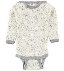 Engel Bodysuit L/æ - Wool/Silk - Cream/Gray w. Dots Engel Bodysuit L/æ - Wool/Silk - Cream/Gray w. Dots