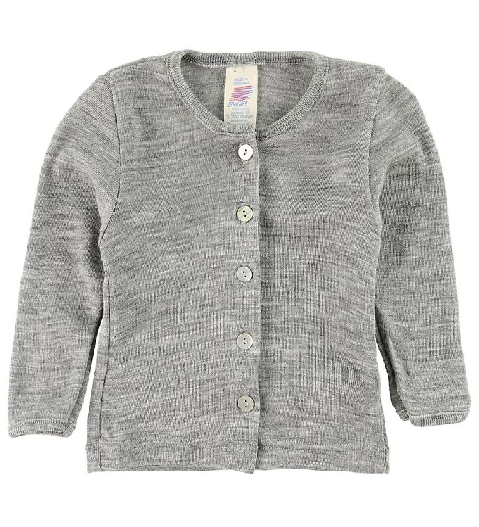 Engel Natur Cardigan til Baby - Uld/Silke - Grey Melange