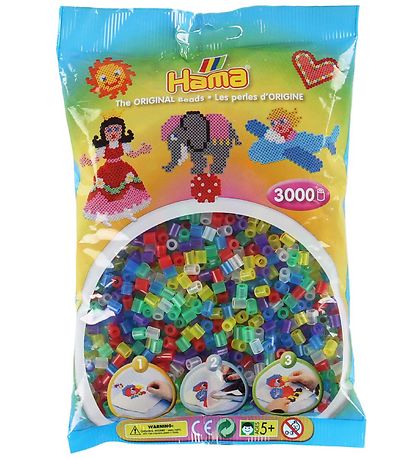 Hama Midi Beads - 3000 pcs - 53 Transparent Multicolour Hama Midi Beads - 3000 pcs - 53 Transparent Multicolour