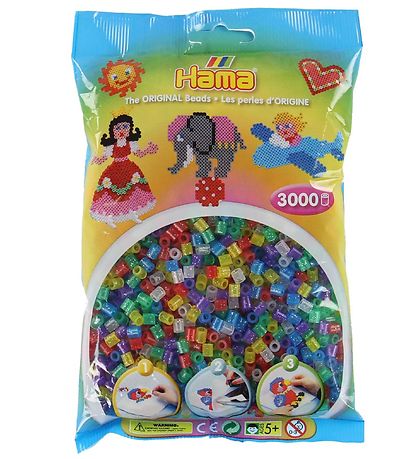 Hama Midi Beads - 3000 pcs - 54 Multicolour Glitter Hama Midi Beads - 3000 pcs - 54 Multicolour Glitter