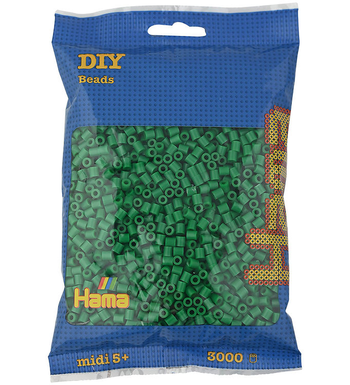 Hama Midi Perler - 3000 stk. - 10 Grøn