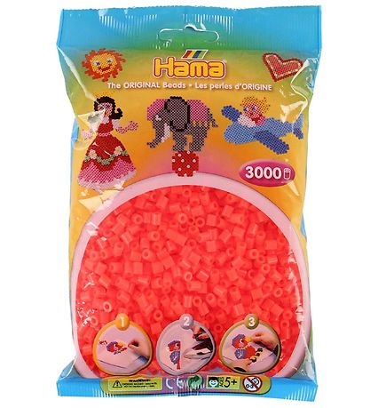 Hama Midi Beads - 3000 pcs - 35 Neon Red Hama Midi Beads - 3000 pcs - 35 Neon Red