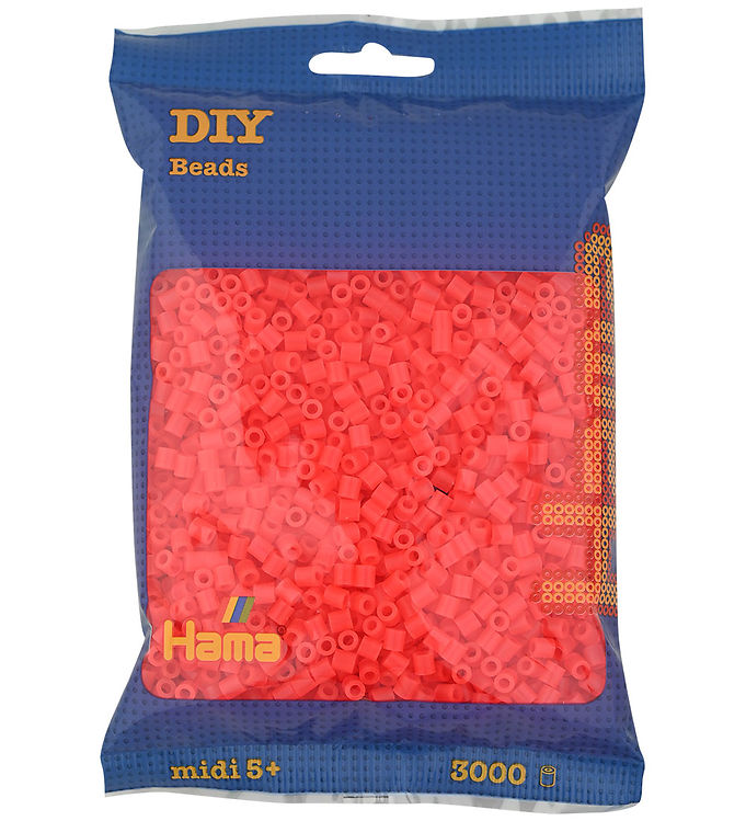 Hama Midi Perler - 3000 stk. - 35 Neon Rød