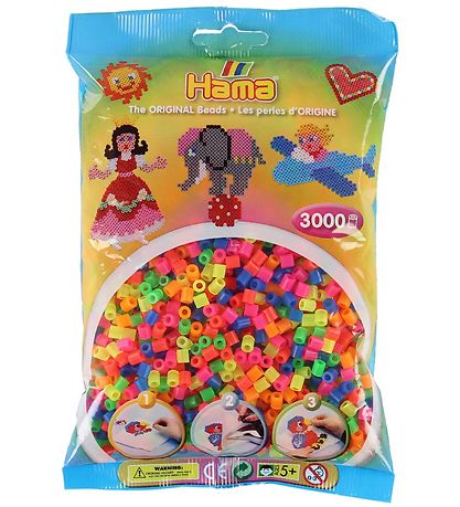 Hama Midi Beads - 3000 pcs - 51 Transparent Multi Neon Hama Midi Beads - 3000 pcs - 51 Transparent Multi Neon