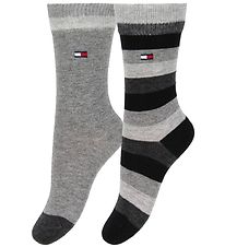 Tommy Hilfiger Strømper - 2-pak - Stripe - Sortstribet/Gråmelere Tommy Hilfiger Strømper - 2-pak - Stripe - Sortstribet/Gråmelere