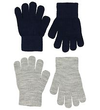 Melton Handsker - 2-pak - Strik - Gråmeleret/Navy Melton Handsker - 2-pak - Strik - Gråmeleret/Navy