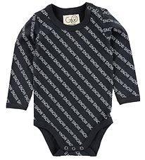 Gro Bodysuit L/S - Sun - Steel Grey w. Text Gro Bodysuit L/S - Sun - Steel Grey w. Text