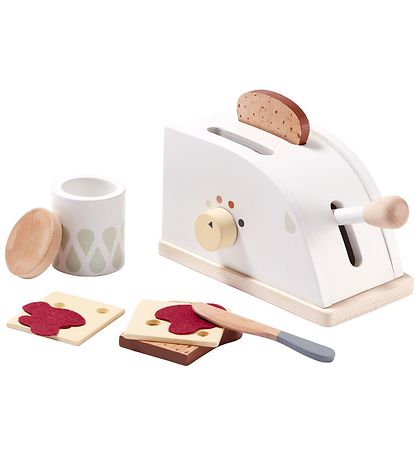 Kids Concept Toaster m. Tilbehør - Træ - Hvid Kids Concept Toaster m. Tilbehør - Træ - Hvid
