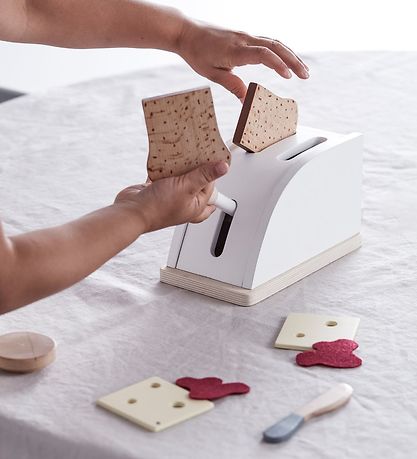 Kids Concept Toaster m. Tilbehør - Træ - Hvid Kids Concept Toaster m. Tilbehør - Træ - Hvid