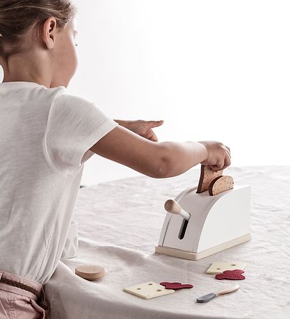 Kids Concept Toaster m. Tilbehør - Træ - Hvid Kids Concept Toaster m. Tilbehør - Træ - Hvid