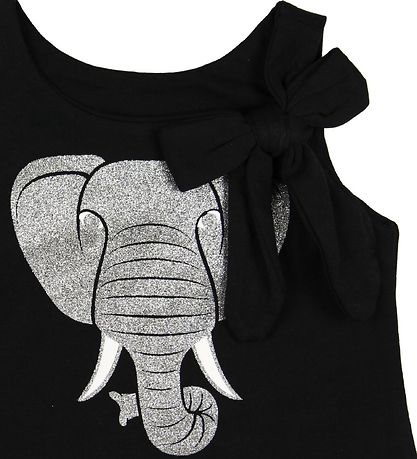 DYR Buksedragt - Croco - Sort m. Elefant/Glitter