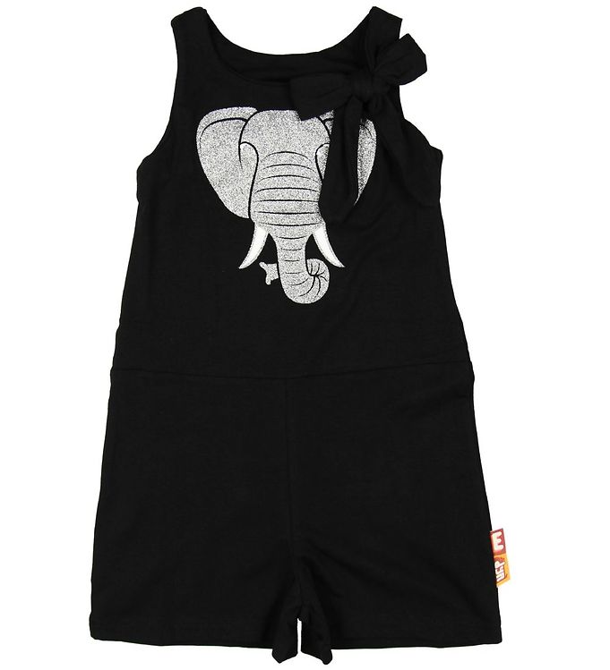 DYR Buksedragt - Croco - Sort m. Elefant/Glitter