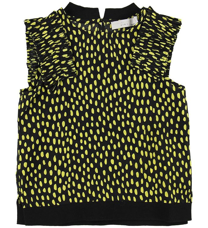 Stella McCartney Kids Top - Sort m. Gule Prikker/Flæser