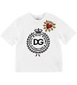 Dolce & Gabbana T-shirt - Hvid m. Patch/Krystaller Dolce & Gabbana T-shirt - Hvid m. Patch/Krystaller