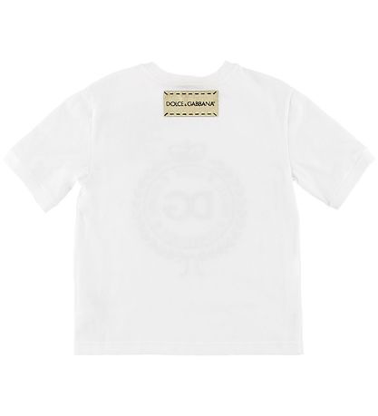 Dolce & Gabbana T-shirt - Hvid m. Patch/Krystaller Dolce & Gabbana T-shirt - Hvid m. Patch/Krystaller