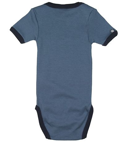 Smallstuff Bodysuit S/S - Dusty Blue w. Car Smallstuff Bodysuit S/S - Dusty Blue w. Car