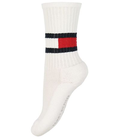 Tommy Hilfiger Strømper - 2-pak - Flag - Hvid m. Rød Tommy Hilfiger Strømper - 2-pak - Flag - Hvid m. Rød