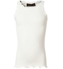 Rosemunde Top - Lang - Silke/Bomuld - Hvid m. Blonder Rosemunde Top - Lang - Silke/Bomuld - Hvid m. Blonder