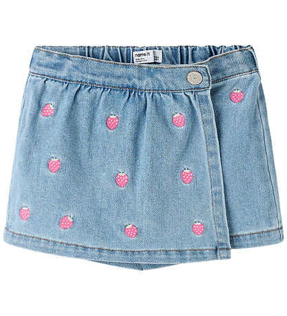 Name It Shorts m. Nederdel - NmfDiana - Light Blue Denim/Strawbe