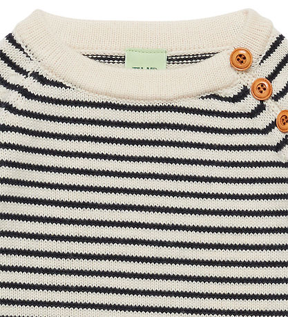 FUB Bluse - Strik - Uld - Ecru/Navy