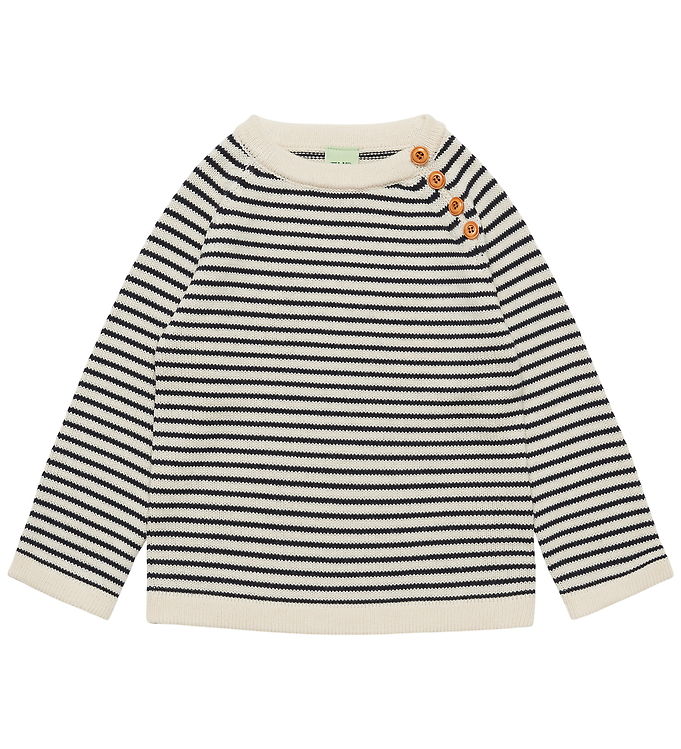 FUB Bluse - Strik - Uld - Ecru/Navy