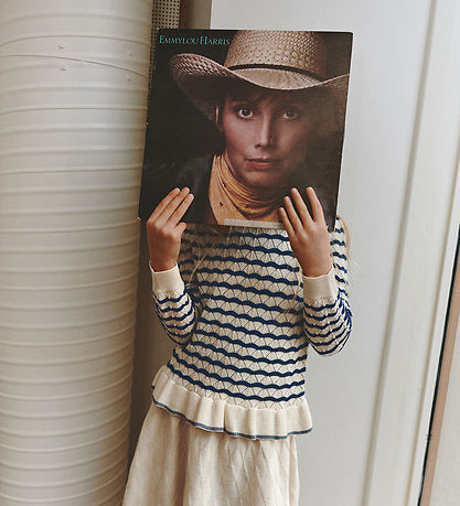 FUB Bluse - Strik - Hulmønster - Uld - Ecru/Deep Indigo