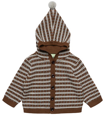 FUB Cardigan - Strik - Uld - Hazel Melange/Light Grey Melange/St