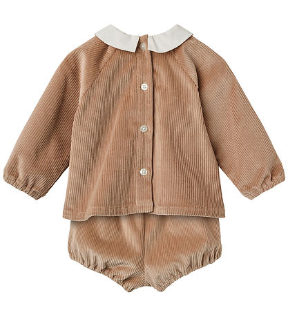 Copenhagen Colors Sæt - Bluse/Bloomers - Fløjl - Beige