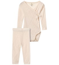 Copenhagen Colors Sæt - Leggings/Slå-om Body l/æ - Uld - Cream