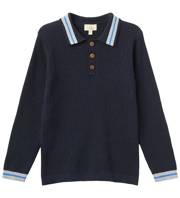 Strikket Vaffelstruktur Polo - Navy Comb. - Navy Comb. / 92