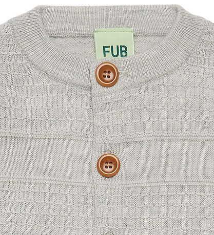 FUB Cardigan - Strik - Uld - Light Grey Melange