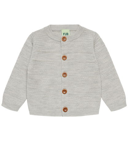 FUB Cardigan - Strik - Uld - Light Grey Melange