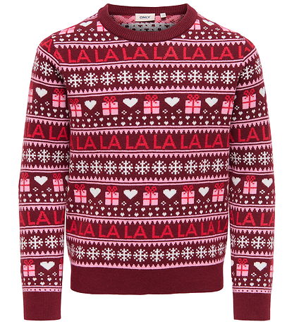 Kids Only Sweatshirt - Strik - KogxMas - Cabernet/Salsa/Sea Pink