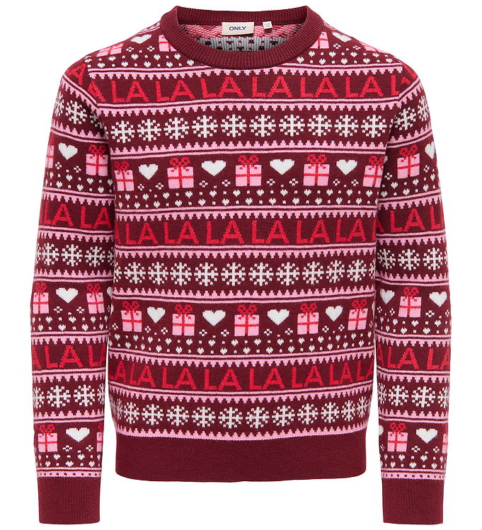 Kids Only Sweatshirt - Strik - KogxMas - Cabernet/Salsa/Sea Pink