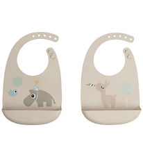 Done by Deer Bib - Silicone - 2-Pack - Celebration - Sand