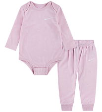 Nike Sæt Body l/æ/Bukser - Velour - Pink Foam