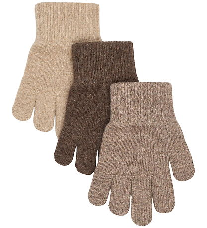 Mikk-Line Handsker - Uld - 3-pak -  Beige Melange-Melange Denver