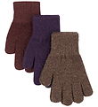 Mikk-Line Handsker - Uld - 3-pak - Plum Perfect-Deep Mahogany-Ox
