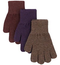 Mikk-Line Handsker - Uld - 3-pak - Plum Perfect-Deep Mahogany-Ox