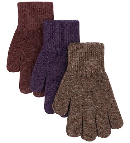 Mikk-Line Handsker - Uld - 3-pak - Plum Perfect-Deep Mahogany-Ox