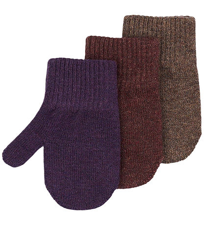 Mikk-Line Luffer - Uld - 3-pak - Plum Perfect-Deep Mahogany-Oxbl