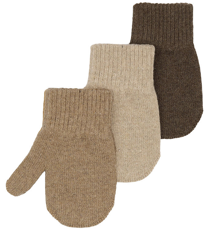 Mikk-Line Luffer - Uld - 3-pak - Beige/Denver/Brown Melange