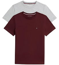 Tommy Hilfiger T-shirt - 2-pak - Light Gry Heather/Burgundy Pink