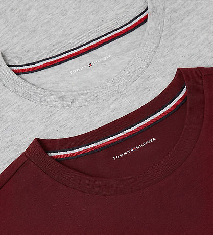 Tommy Hilfiger T-shirt - 2-pak - Light Gry Heather/Burgundy Pink