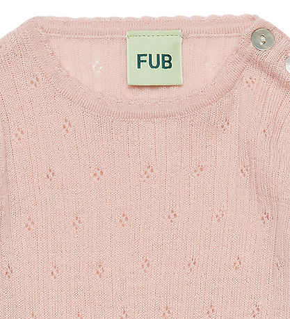 FUB Body l/æ - Rib - Hulmønster - Uld - Pale Rose