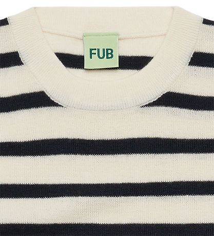 FUB Bluse - Strik - Uld - Ecru/Navy