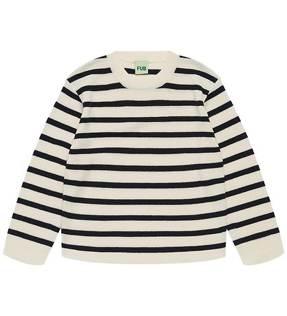 FUB Bluse - Strik - Uld - Ecru/Navy